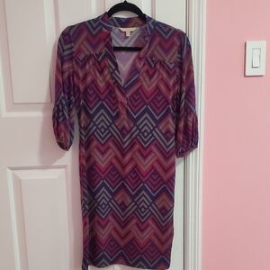 Banana Republic Purple Pink Gray 3/4 Sleeve Dress